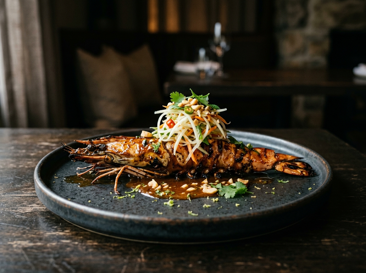 Prawn Satay, Raw Papaya Salad